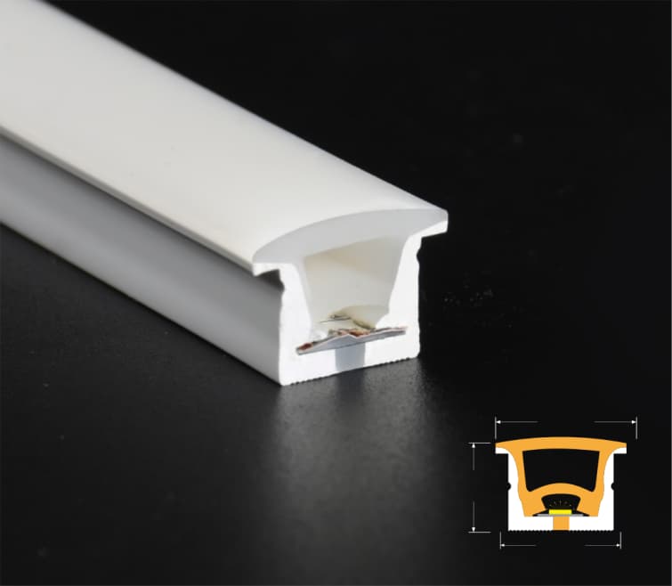 10 × 10 mm flanged silicone LED strip cross-section