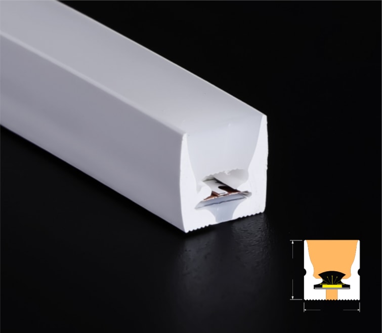 8 × 8 毫米无边一体挤出硅胶灯带截面结构