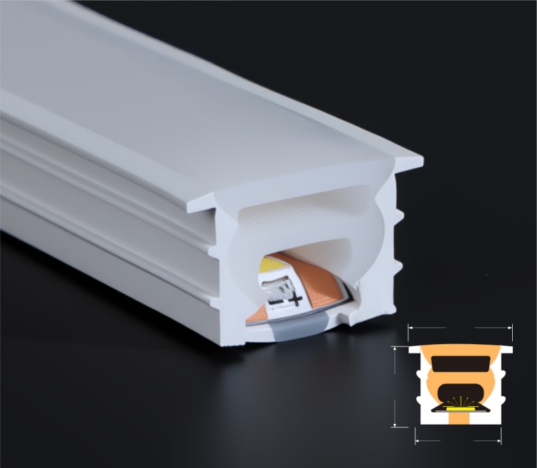 12 × 10 毫米免焊接硅胶灯带截面,SL-1210-CC