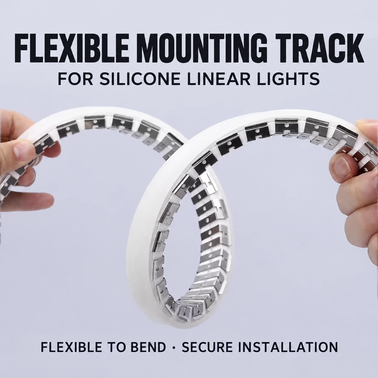 Flexible mounting track for silicone linear lights