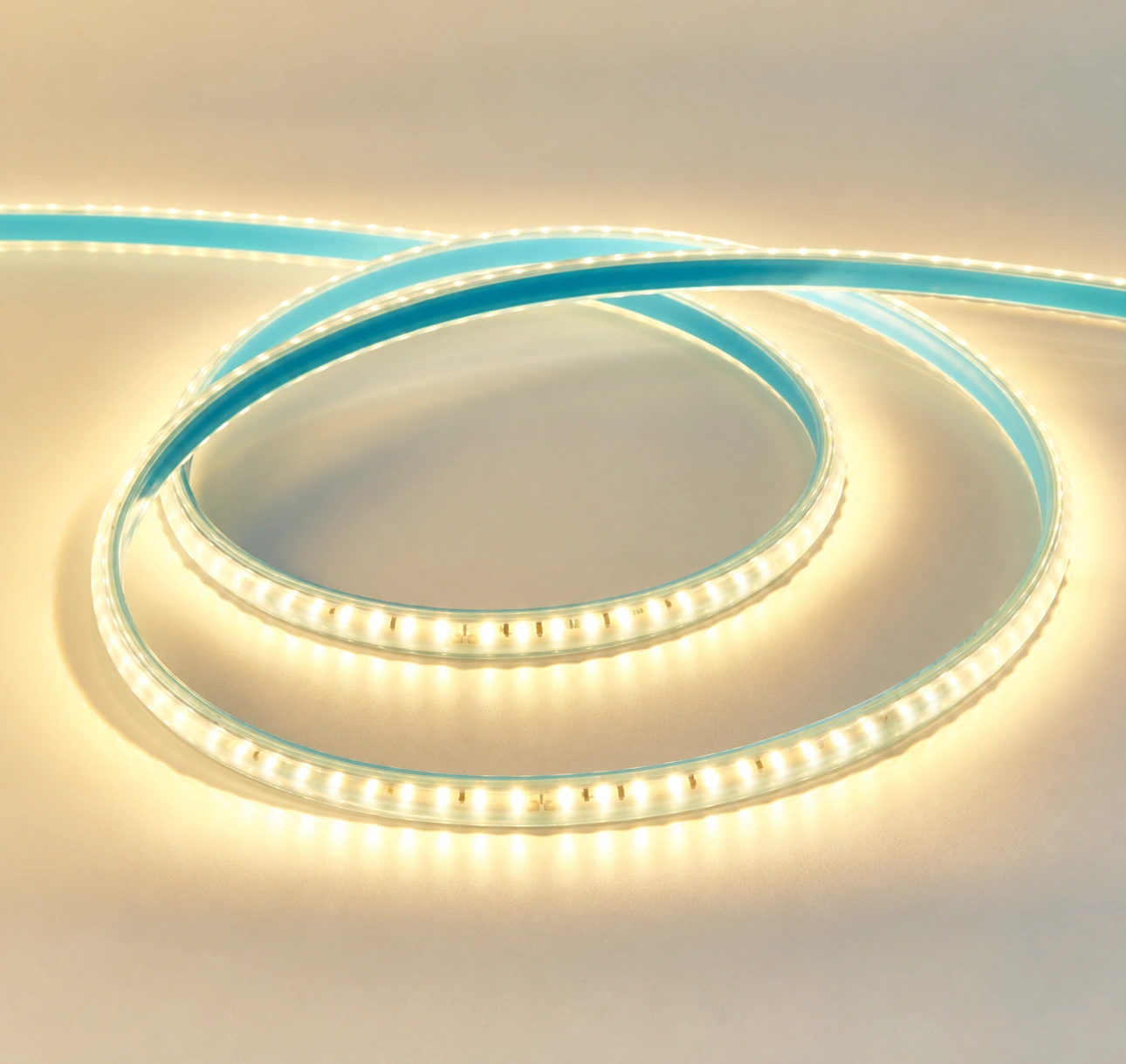 Warm-white illuminated blue-edged encapsulated SMD strip